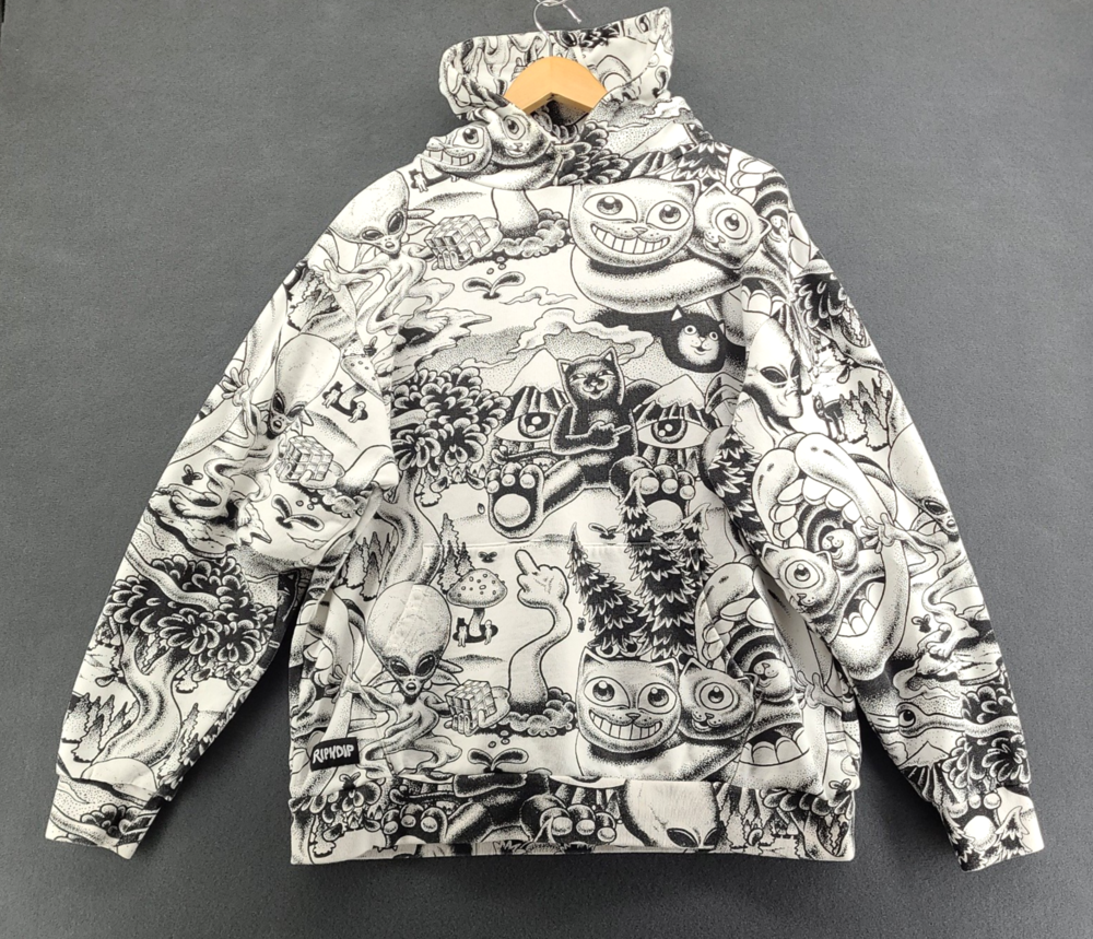 RIPNDIP Hoodie Mens M Lord Nermal Alien All Over Print Y2K Skater Streetwear